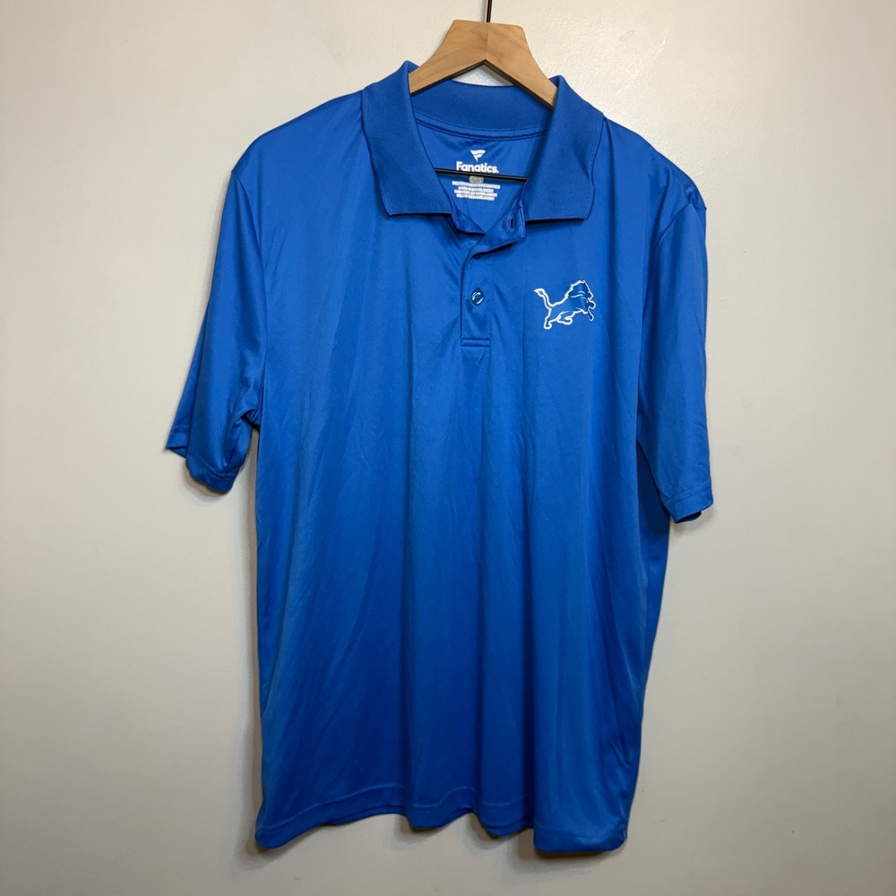 Fanatics NFL Detroit Lions Men's Short Sleeve Performance Polo Shirt Size Large